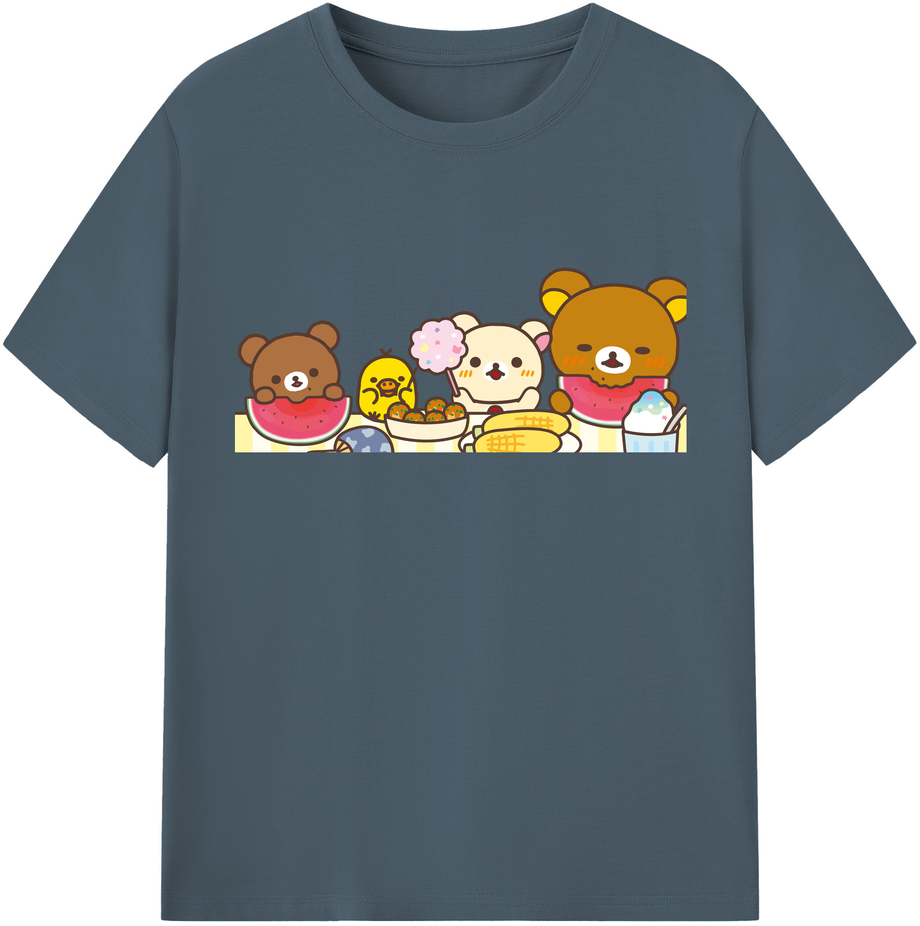 （画像用） リラックマ リラックマ キイロイトリ Rilakkuma Korilakkuma Kiiroitori 綿100％半袖Tシャツ（フロントプリント）